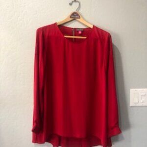 Red pullover blouse